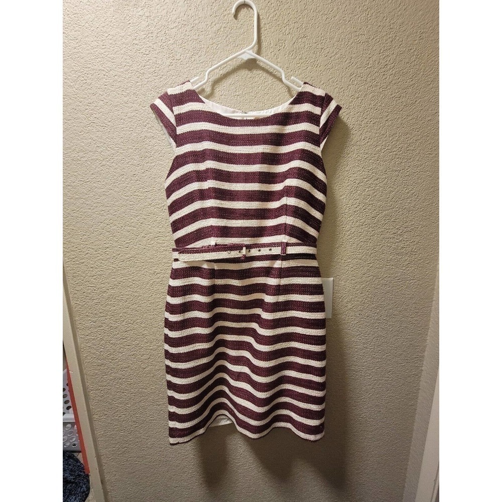 Banana Republic Striped Woven Dress Women Size 6 MSRP $109 Tuscan Red Stripe